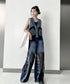 Mesh Denim Pants